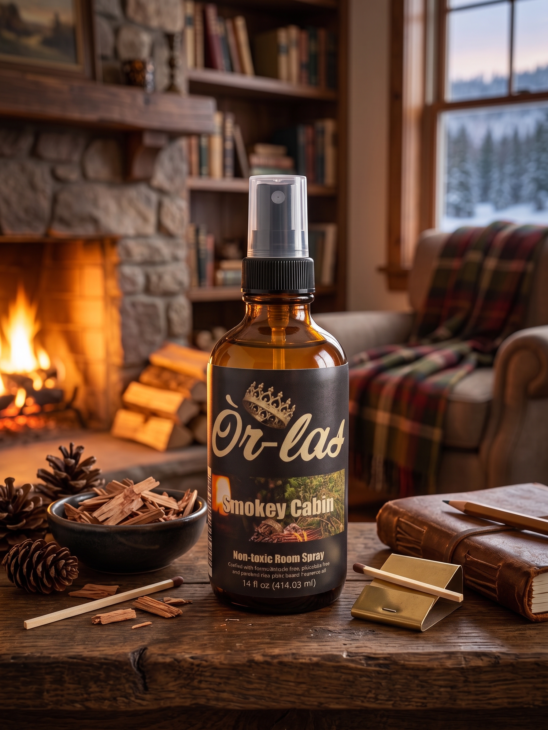 4 oz Smokey Cabin Non-toxic Room Spray