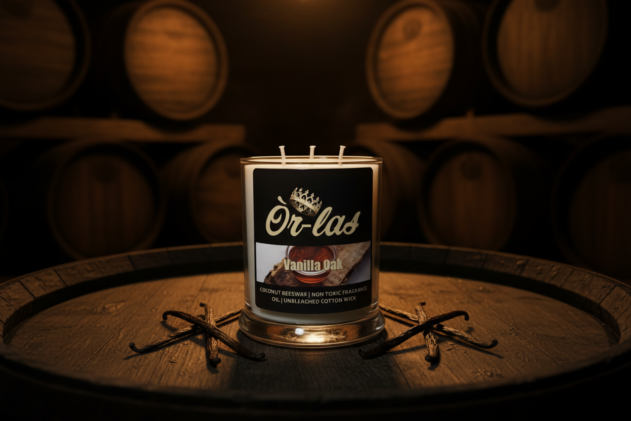 Vanilla Oak Lifestyle Scene - Candle Replaced